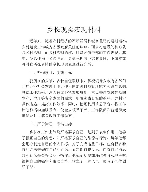 乡长现实表现材料