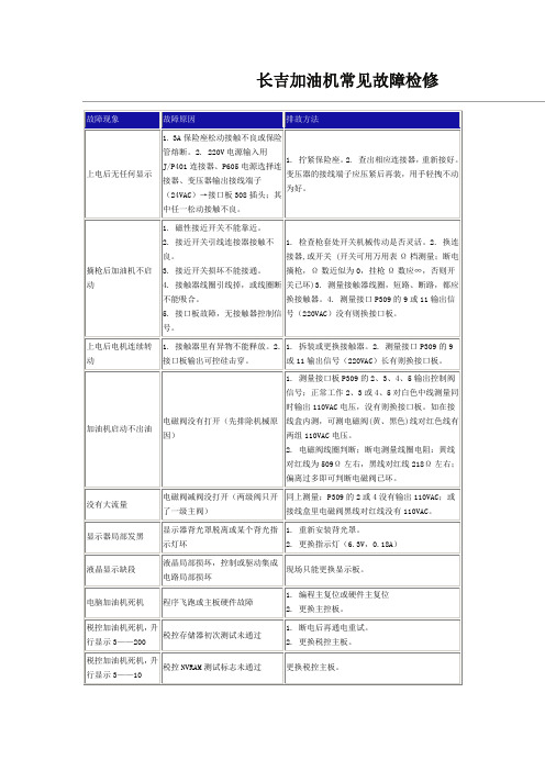 长吉加油机常见故障检修