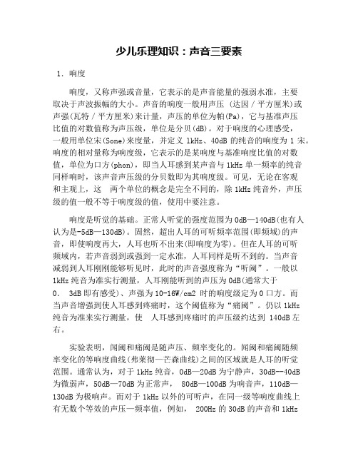 少儿乐理知识：声音三要素