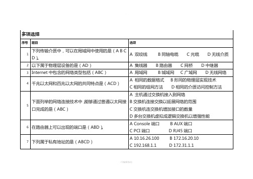 《计算机网络技术》题库—多项选择题