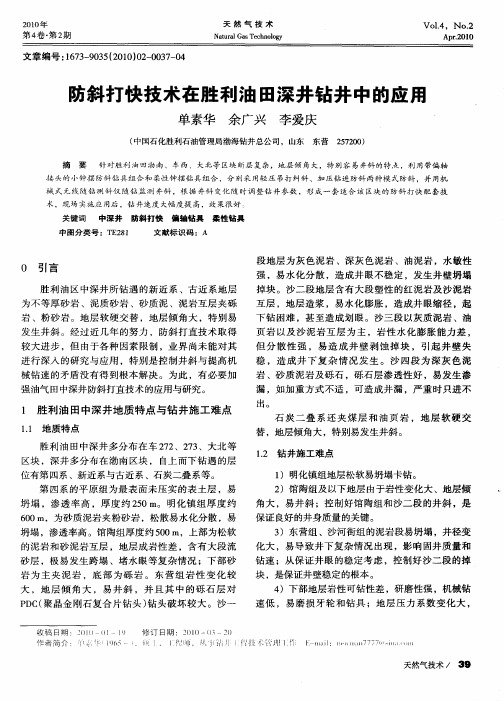 防斜打快技术在胜利油田深井钻井中的应用
