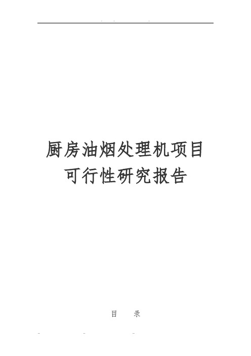 厨房油烟处理机项目可行性实施报告