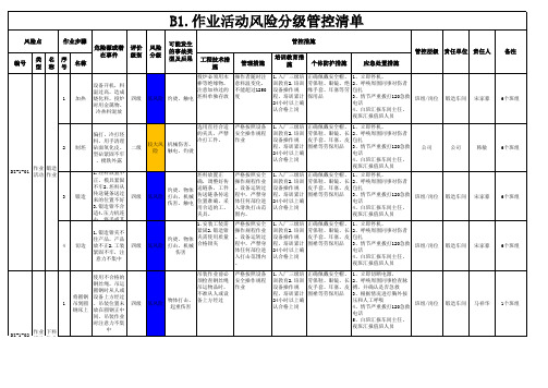 B1.作业活动风险分级管控清单
