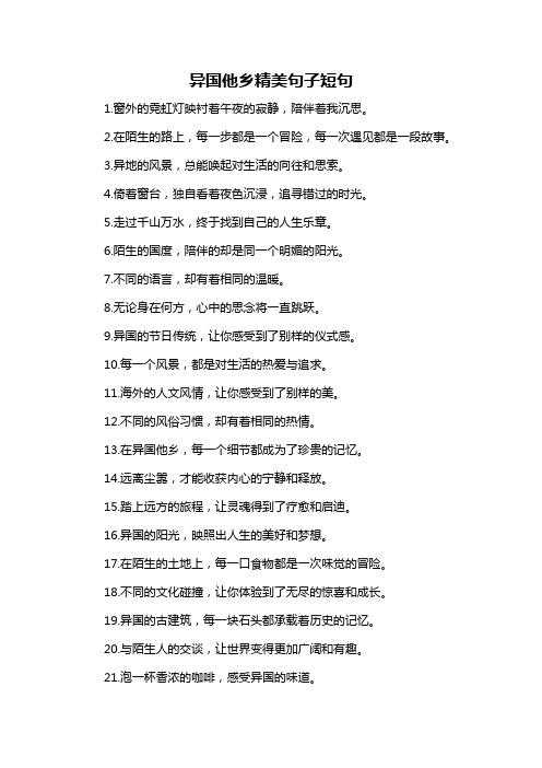 异国他乡精美句子短句-概述说明以及解释