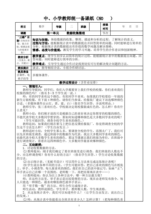 中、小学教师统一备课纸