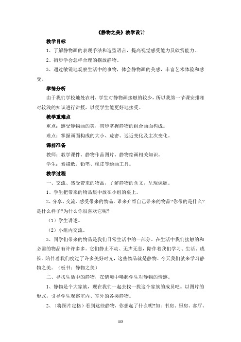 《静物之美》教学设计