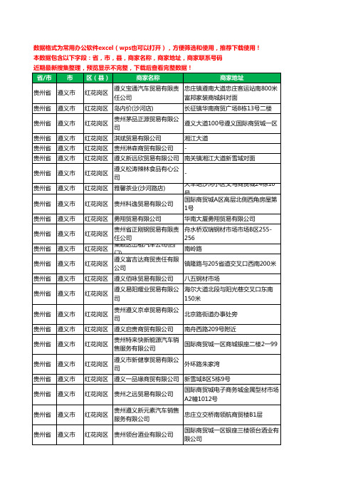 2020新版贵州省遵义市红花岗区贸易有限公司工商企业公司商家名录名单黄页联系电话号码地址大全373家