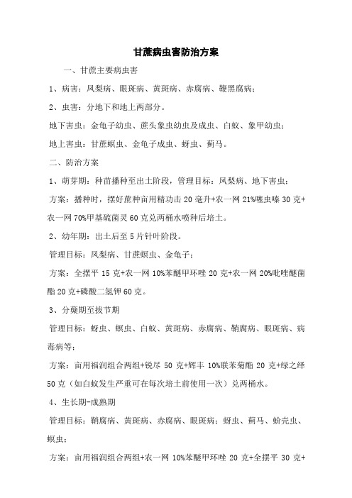 甘蔗病虫害防治方案
