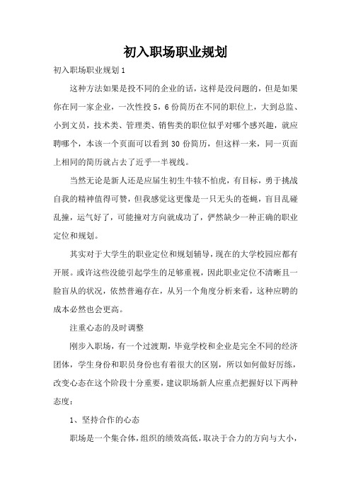 初入职场职业规划