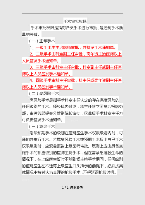 最新正常手术审批权限(建议收藏)