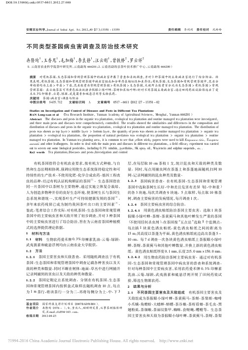 不同类型茶园病虫害调查及防治技术研究_冉隆珣
