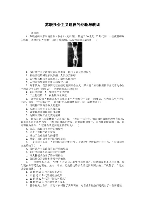2013年高一历史课时练专题七苏联社会主义建设的经验与教训(人民版必修2)