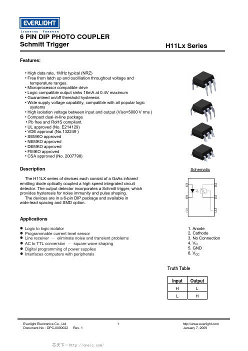 H11L1S(TA),H11L1S(TA),H11L1S(TA),H11L1M,H11L1,H11L2M,H11L2,H11L3M, 规格书,Datasheet 资料