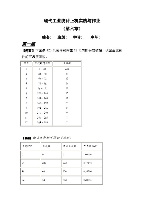 现代工业统计上机实践与作业