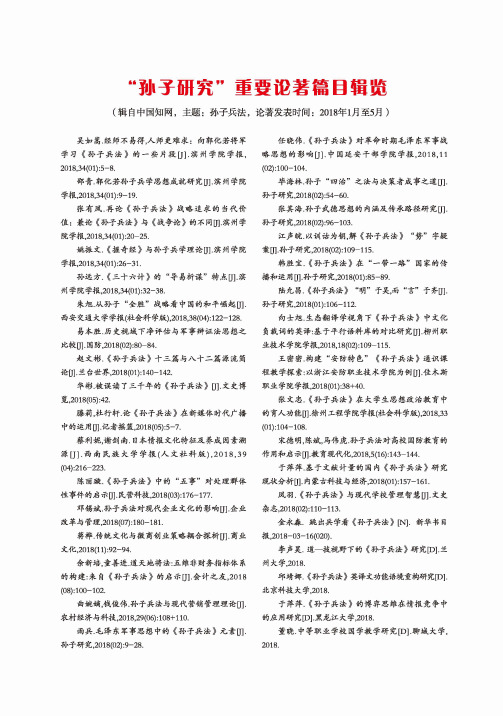 “孙子研究”重要论著篇目辑览