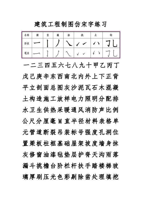 建筑工程制图仿宋字练习1