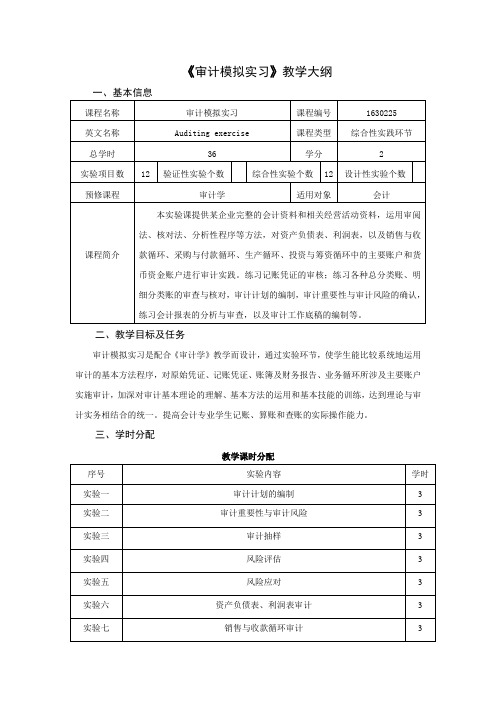 试验课教学大纲格式及说明