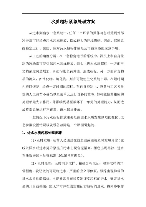 水质超标紧急处理方案