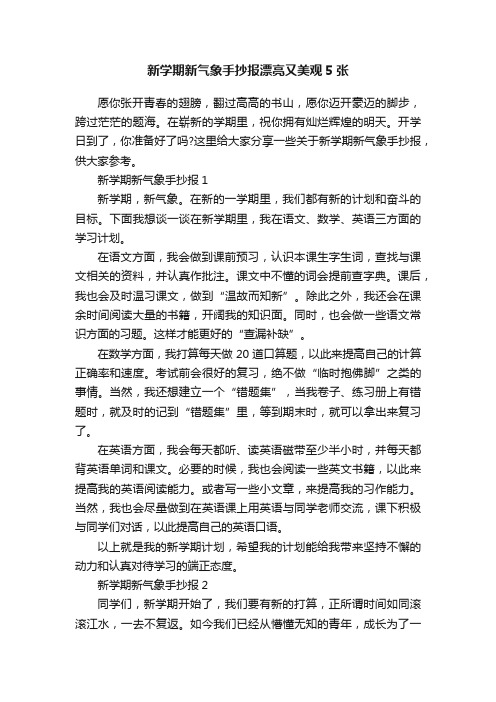 新学期新气象手抄报漂亮又美观5张