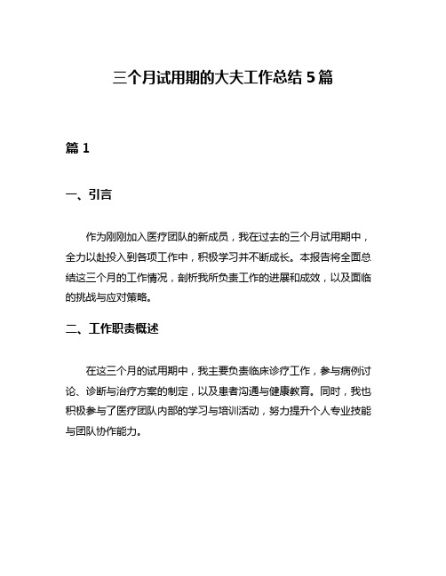 三个月试用期的大夫工作总结5篇
