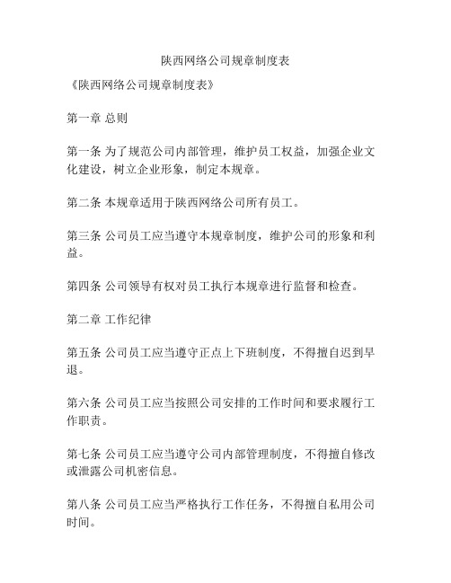 陕西网络公司规章制度表