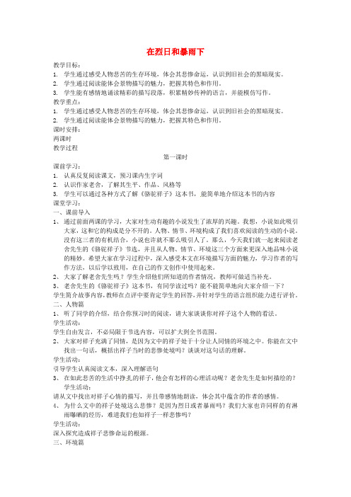 苏教初中语文九上《7在烈日和暴雨下》word教案 (2)