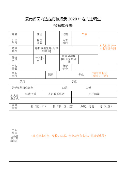 云南面向选定高校招录2020年定向选调生