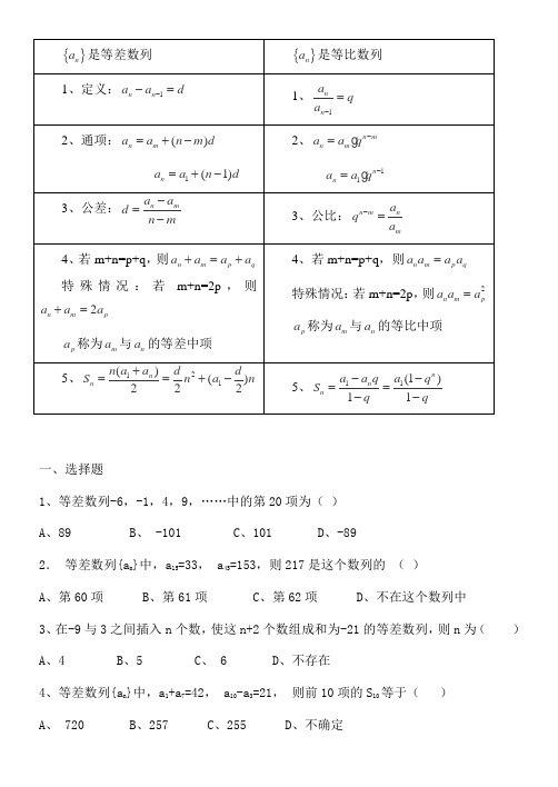 等差数列基础练习题