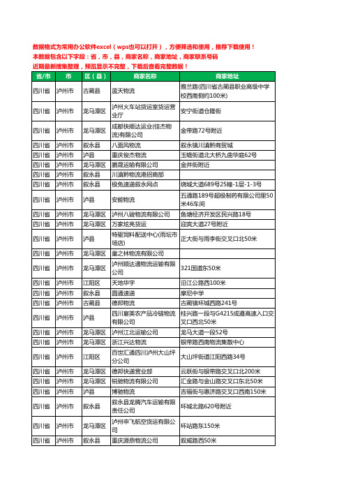 2020新版四川省泸州市货运工商企业公司商家名录名单联系电话号码地址大全310家