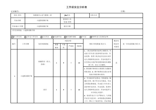 土建搭设脚手架工作前安全分析表JSA