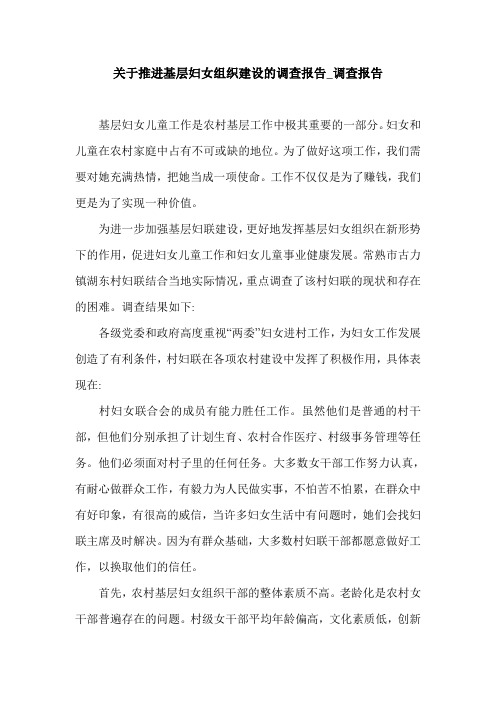 关于推进基层妇女组织建设的调查报告_调查报告.doc