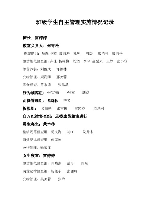 9.2学生自主管理实施情况记录