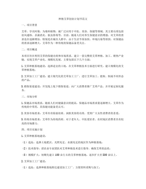 种植艾草创业计划书范文