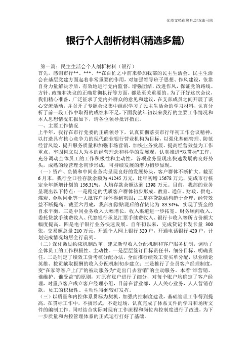 银行个人剖析材料(精选多篇)