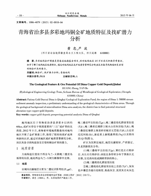 青海省治多县多彩地玛铜金矿地质特征及找矿潜力分析