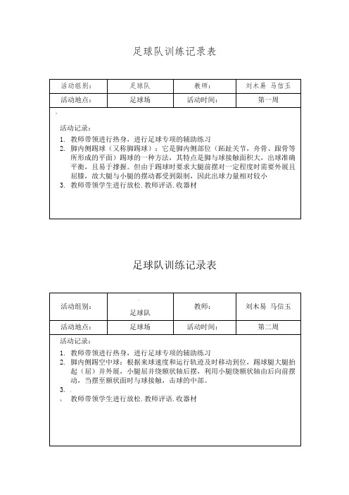 足球队训练记录表(足球队)