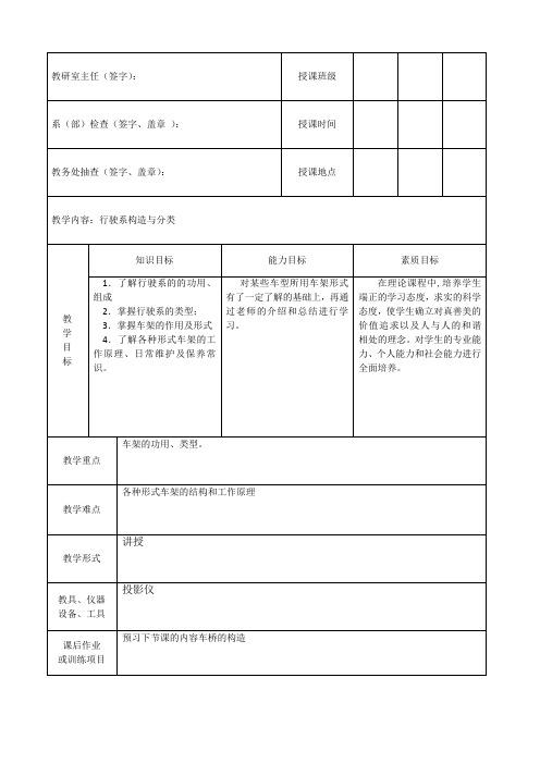 行驶系构造与分类教案