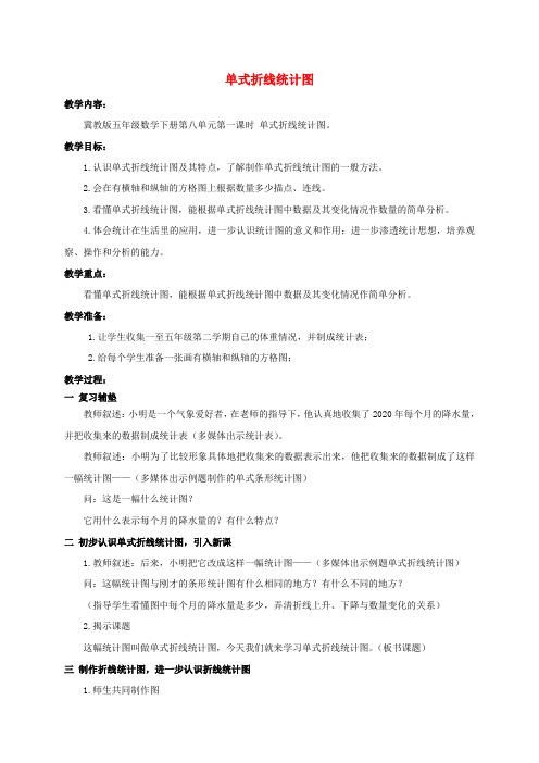 五年级数学下册 单式折线统计图教案 冀教版教案 冀教版