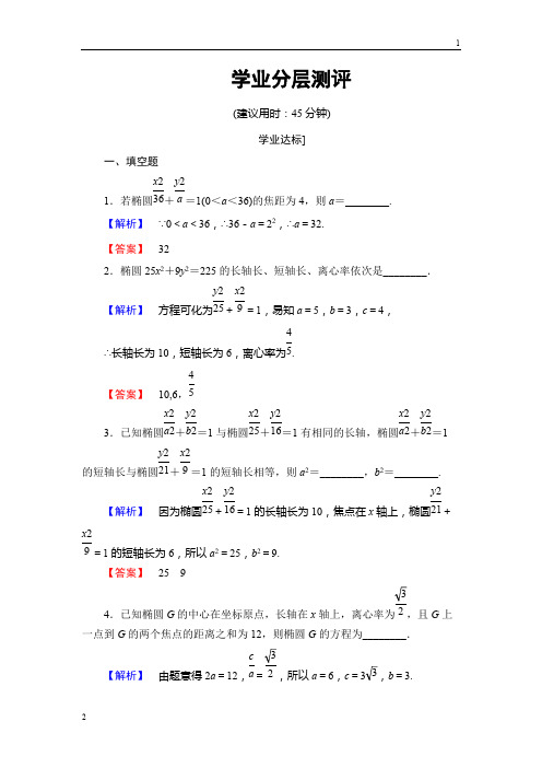 2017-2018学年高二数学苏教版选修2-1学业分层测评：第2章 圆锥曲线与方程 2.2.2 