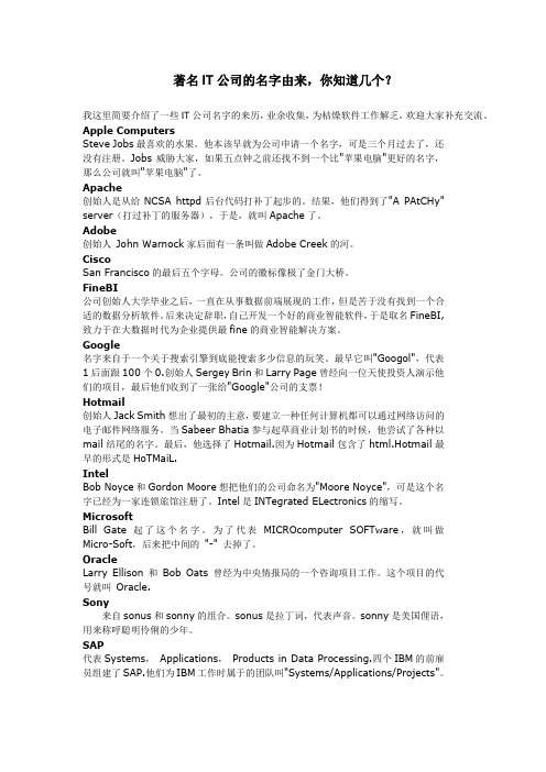 著名IT公司的名字由来,你知道几个？