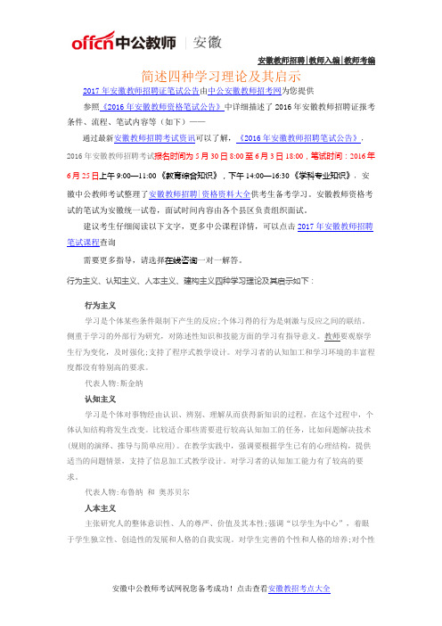 简述四种学习理论及其启示