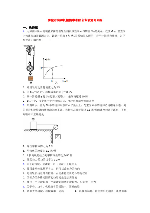 聊城市功和机械能中考综合专项复习训练