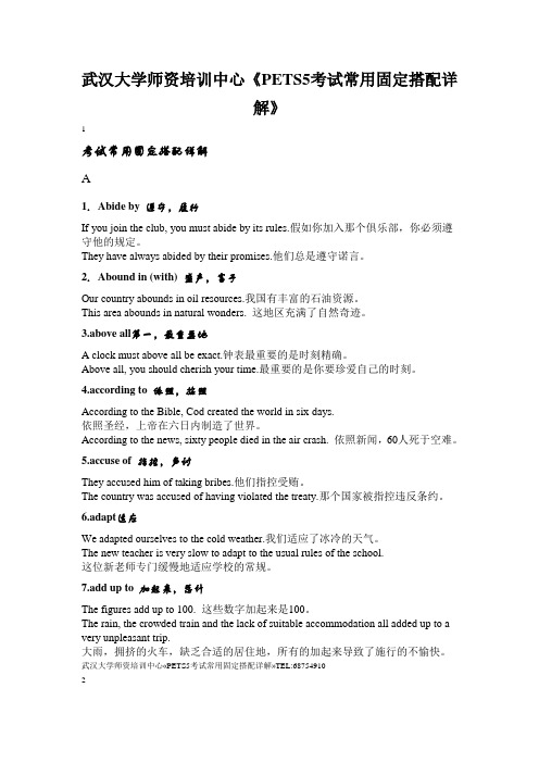 武汉大学师资培训中心《PETS5考试常用固定搭配详解》