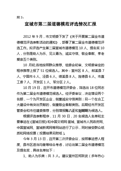 (终审后)全市道德模范候选人评选情况说明