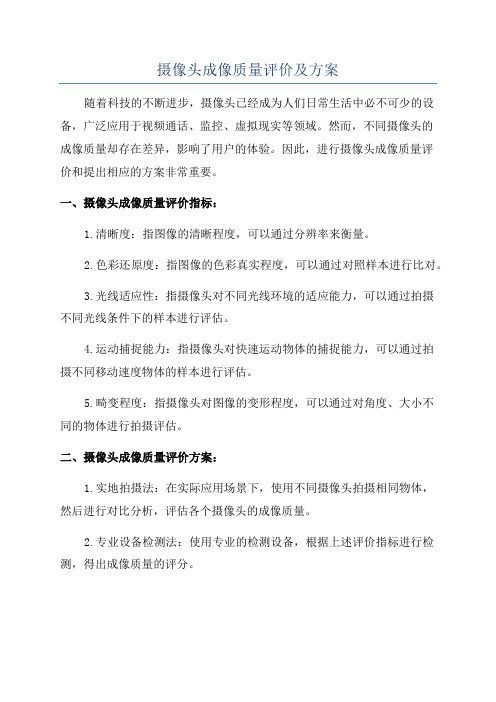 摄像头成像质量评价及方案