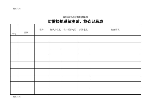 最新防雷接地系统测试、检查记录表