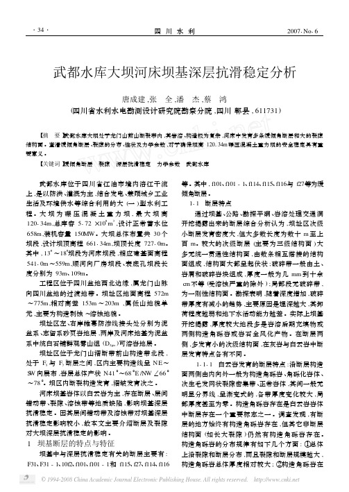 武都水库大坝河床坝基深层抗滑稳定分析