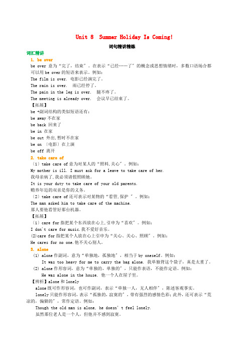 七年级英语下册Unit8SummerHolidayIsComing词句精讲精练