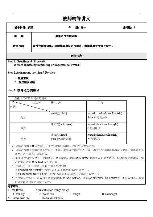 高一英语 (10、虚拟语气专项训练)教师辅导讲义教案