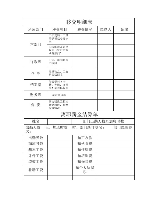 移交明细表
